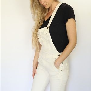 FREE PEOPLE Cream Overalls